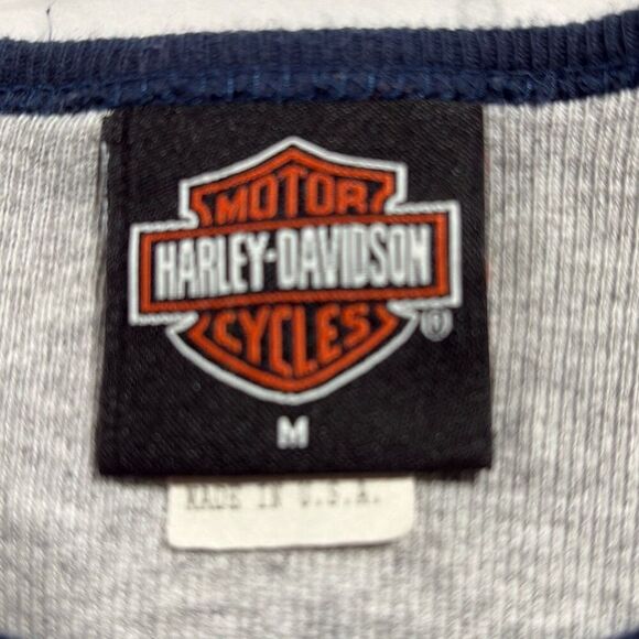 Harley Davidson Motorcycle VTG Long Sleeve Glitter Tee Navy Grey M - Picture 9 of 10